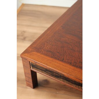 神代欅上玉杢と黒柿の筬装飾 指物卓　X362 