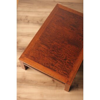 神代欅上玉杢と黒柿の筬装飾 指物卓　X362 