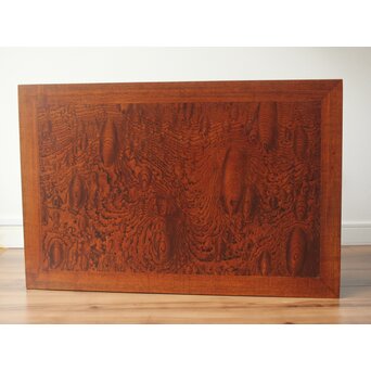 神代欅上玉杢と黒柿の筬装飾 指物卓　X362 