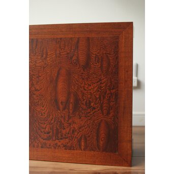 神代欅上玉杢と黒柿の筬装飾 指物卓　X362 