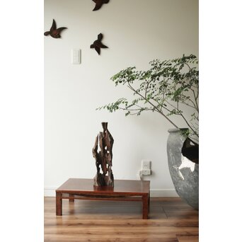 神代欅上玉杢と黒柿の筬装飾 指物卓　X362 