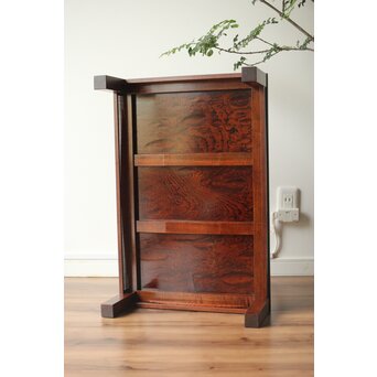 神代欅上玉杢と黒柿の筬装飾 指物卓　X362 