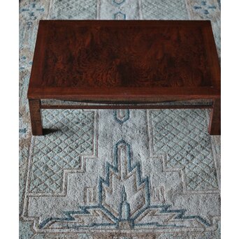 神代欅上玉杢と黒柿の筬装飾 指物卓　X362 