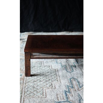 神代欅上玉杢と黒柿の筬装飾 指物卓　X362 