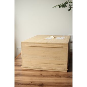 神代欅上玉杢と黒柿の筬装飾 指物卓　X362 