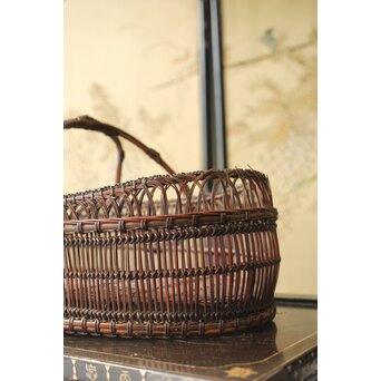 山本竹龍斎/笙園 唐物写果物篭 竹籠　U300 