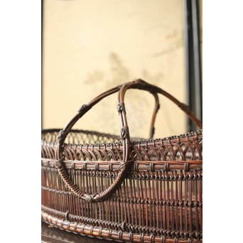 山本竹龍斎/笙園 唐物写果物篭 竹籠　U300 