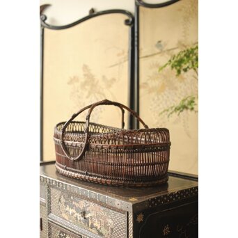 山本竹龍斎/笙園 唐物写果物篭 竹籠　U300 