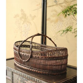 山本竹龍斎/笙園 唐物写果物篭 竹籠　U300 