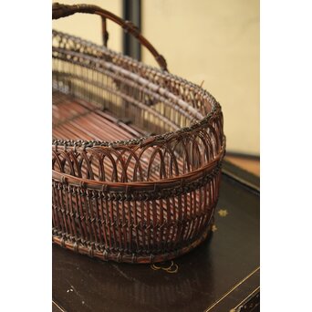 山本竹龍斎/笙園 唐物写果物篭 竹籠　U300 