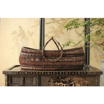 山本竹龍斎/笙園 唐物写果物篭 竹籠　U300