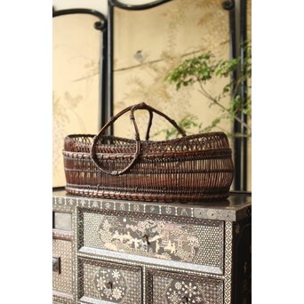 山本竹龍斎/笙園 唐物写果物篭 竹籠　U300 