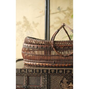 山本竹龍斎/笙園 唐物写果物篭 竹籠　U300 