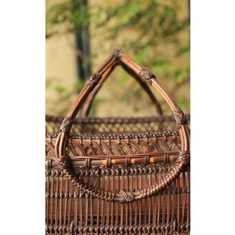 山本竹龍斎/笙園 唐物写果物篭 竹籠　U300 