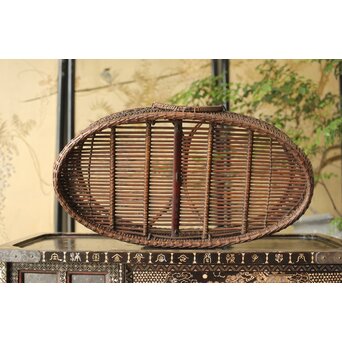 山本竹龍斎/笙園 唐物写果物篭 竹籠　U300 