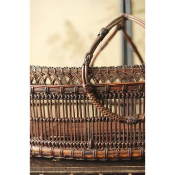 山本竹龍斎/笙園 唐物写果物篭 竹籠　U300 