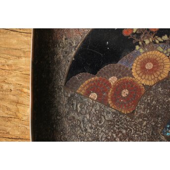 鉄地 七宝象嵌四方盆　M326 