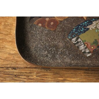 鉄地 七宝象嵌四方盆　M326 