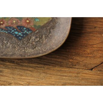 鉄地 七宝象嵌四方盆　M326 