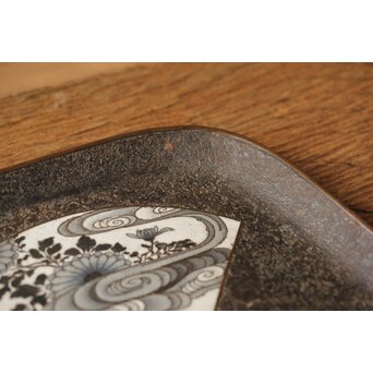 鉄地 七宝象嵌四方盆　M326 