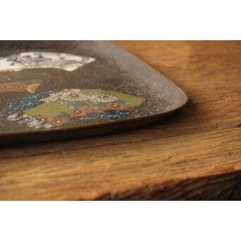 鉄地 七宝象嵌四方盆　M326 