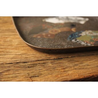 鉄地 七宝象嵌四方盆　M326 