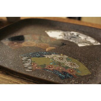 鉄地 七宝象嵌四方盆　M326 