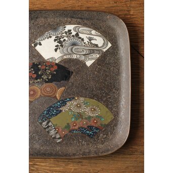 鉄地 七宝象嵌四方盆　M326 