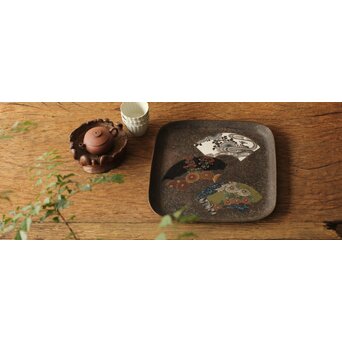 鉄地 七宝象嵌四方盆　M326 