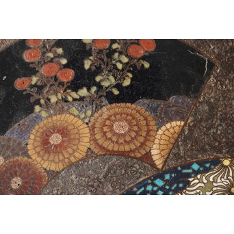 鉄地 七宝象嵌四方盆　M326 