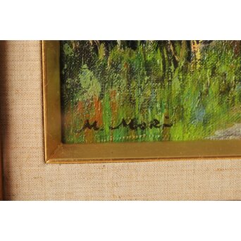 森誠 杏花の里 油彩4号 額装　Z310 