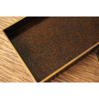 芭蕉葉に人物 紗綾蒔絵茶箱　Q307 