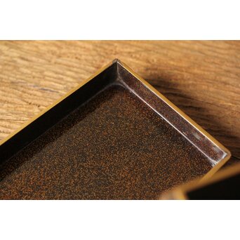 芭蕉葉に人物 紗綾蒔絵茶箱　Q307 