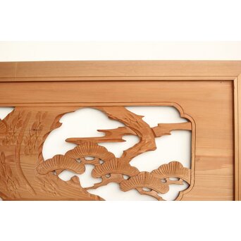 鷹と松 中型木彫欄間 2枚1組　R0231 