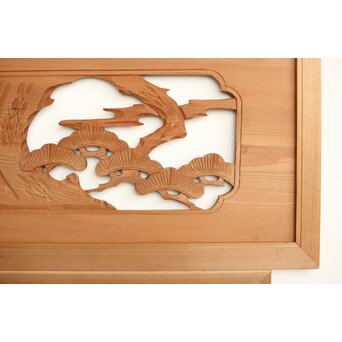 鷹と松 中型木彫欄間 2枚1組　R0231 