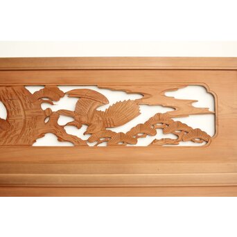 鷹と松 中型木彫欄間 2枚1組　R0231 