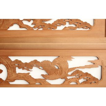 鷹と松 中型木彫欄間 2枚1組　R0231 