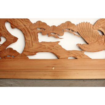 鷹と松 中型木彫欄間 2枚1組　R0231 