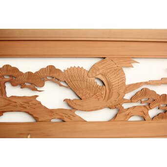 鷹と松 中型木彫欄間 2枚1組　R0231 