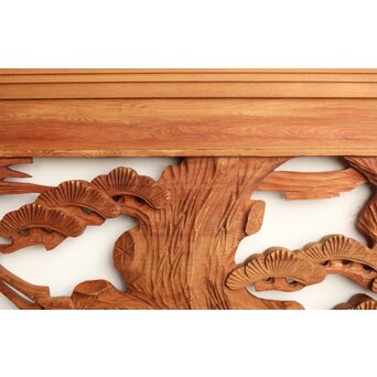 鶴松 中型木彫欄間 2枚1組　R0232 