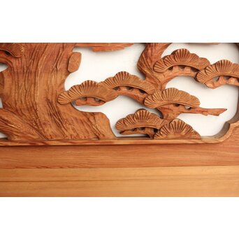 鶴松 中型木彫欄間 2枚1組　R0232 