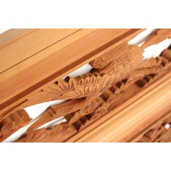 鶴松 中型木彫欄間 2枚1組　R0232 