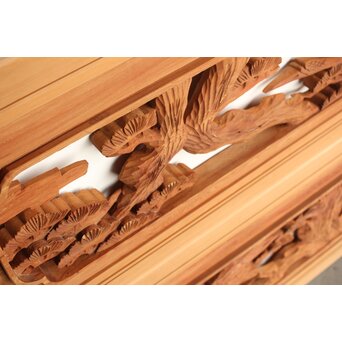 鶴松 中型木彫欄間 2枚1組　R0232 