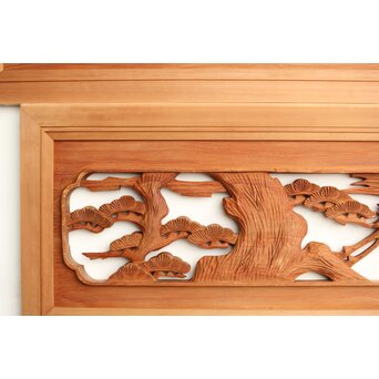 鶴松 中型木彫欄間 2枚1組　R0232 