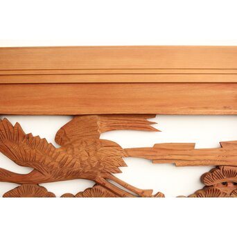 鶴松 中型木彫欄間 2枚1組　R0232 