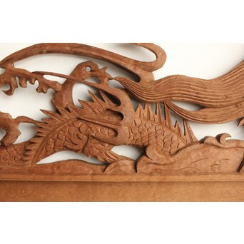 茂一作 木彫欄間 雲龍図 2枚1組　R0233Y 