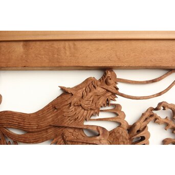 茂一作 木彫欄間 雲龍図 2枚1組　R0233Y 