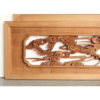 茂一作 木彫欄間 雲龍図 2枚1組　R0233Y 