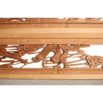 茂一作 木彫欄間 雲龍図 2枚1組　R0233Y 