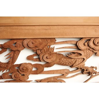 茂一作 木彫欄間 雲龍図 2枚1組　R0233Y 